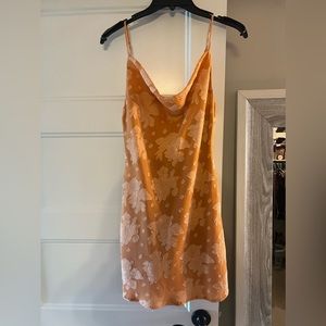 Mini Orange Cowl Neck Dress